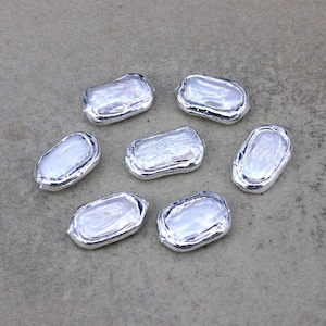 5pcs Silver Plated Natural Freshwater Rectangle Pearl Beads For Jewelry making