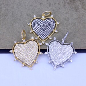 5 stks micro verharde witte zirkonia hartvormige ketting hanger voor doe-het-zelf sieraden benodigdheden 31 mm