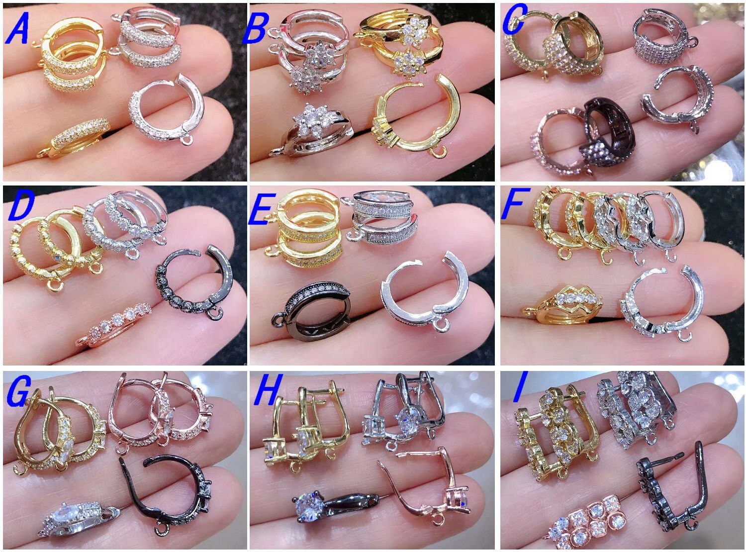 5pairs Mix Style Cubic Zirconia One Touch Earrings,micro
