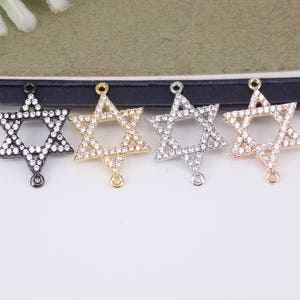 10pcs Metal Copper Micro Pave CZ Star connector Beads,Cubic Zirconia beads For Jewelry Making