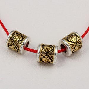 20pcs Two Tone Tube Beads, Tibetan Silver & Antique Gold Tube Spacer Beads, Tibetan Beads For Jewelry Making,10mm