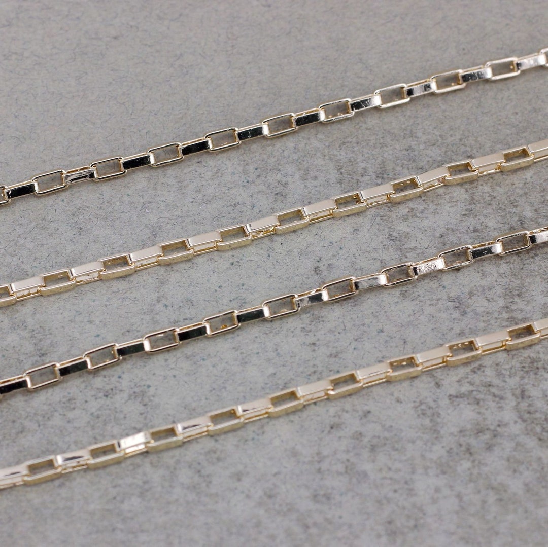 5 Meter Dainty Long Box Chain, Gold Brass Chain, Rectangle Link Chain ...