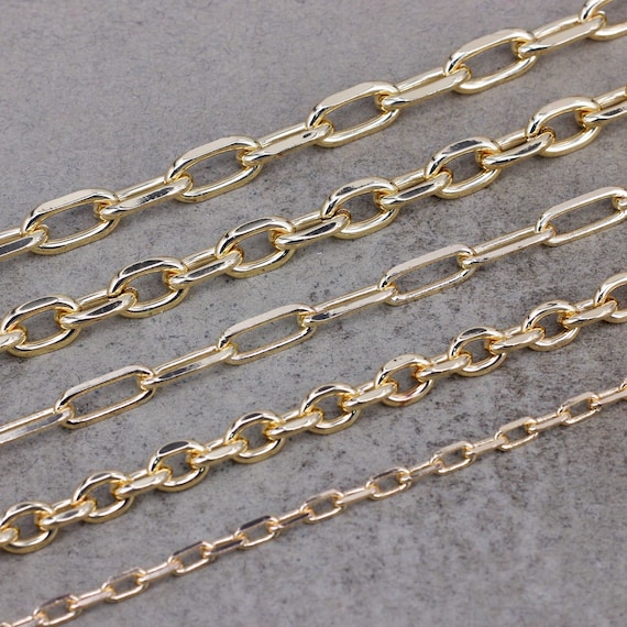 5 Meters Gold Paper Clip Chain, Oval Link Chain, Bulk Link Chain