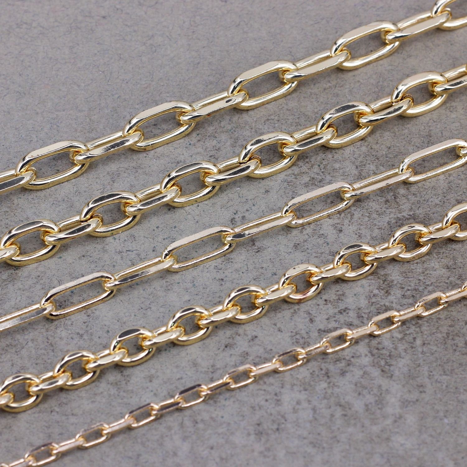 5 Meters Gold Paper Clip Chain, Oval Link Chain, Bulk Link Chain