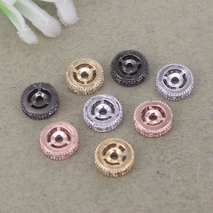 20pcs Metal Copper Round shape Micro Pave CZ Spacer Loose Beads For Jewelry Making