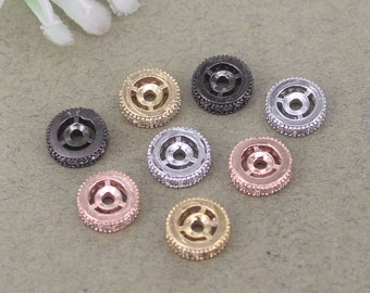 20pcs Metal Copper Round shape Micro Pave CZ Spacer Loose Beads For Jewelry Making