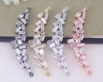 10pcs Metal Copper Micro Pave CZ connector Beads,handmade diy bracelet accessories