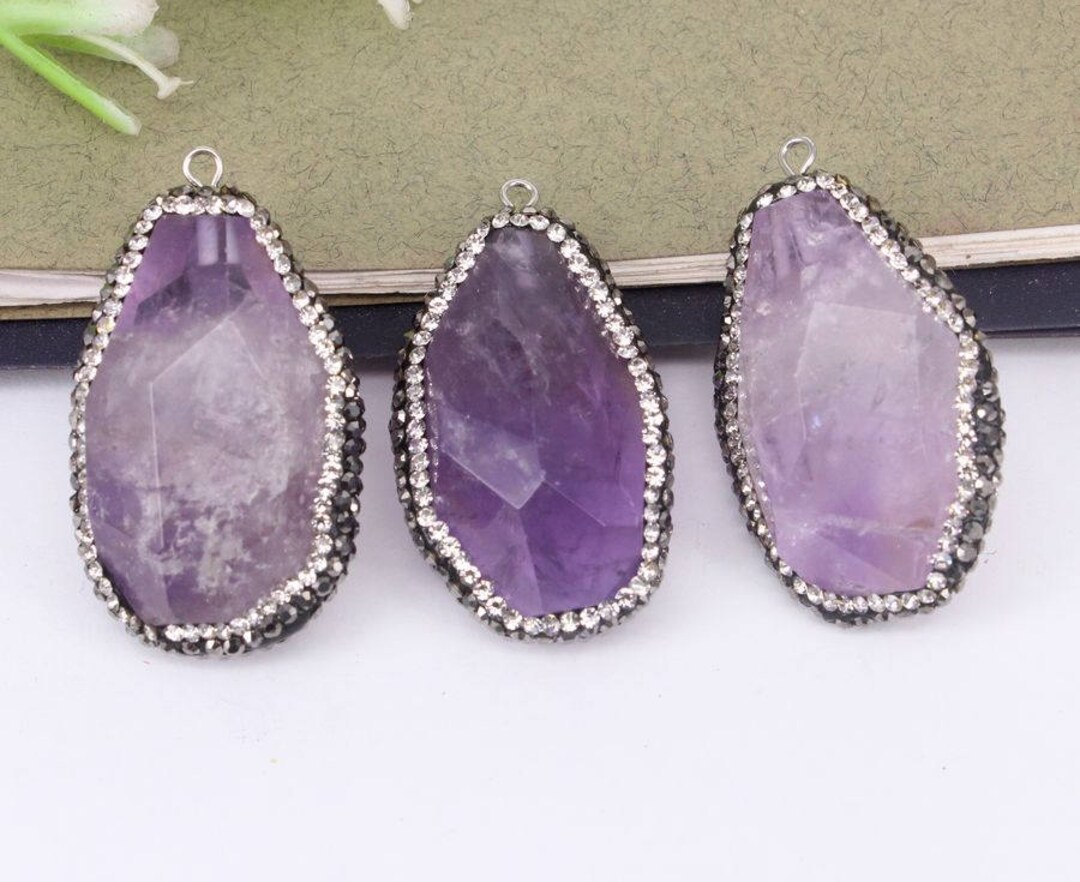 Faceted and Rough Amethyst Pendant