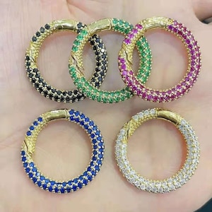 5pcs Fashion Micro Pave CZ Round Open Spring Clasps Lock,Open Clasps Pendants,Options Spring Push Clasp,Bohemia Jewelry Supplies