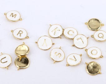 10-26Stk Weiße Farbe Emaille Alphabet Buchstaben Verbinder Charms, Emaille Initial Alphabet Charms, Emaille Initial Charms, Buchstaben Charm, 13mm