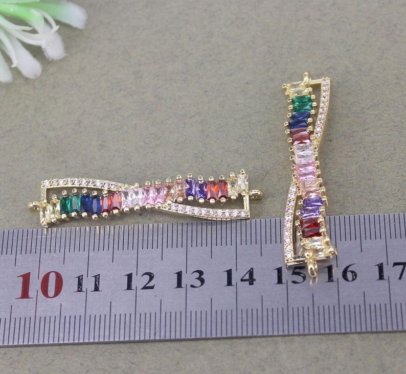 10pcs Gold Metal Copper Micro Pave CZ Bowknot connector Beads For Jewelry Making