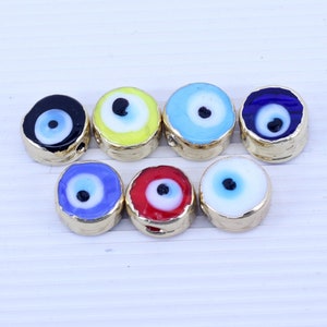 10pcs Murano Glass Evil Eye Bead,Turkish Nazar Beads, Murano Glass Round Beads For Jewelry Making