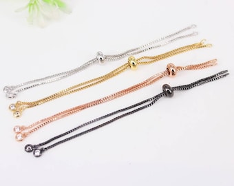 ブレスレットを作るためのチャームチェーン20/40個、調節可能なチェーン半半完成品、ゴムストッパー付きボロブレスレット、DIY用テニスブレスレット