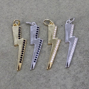 10pcs Fashion Micro Pave CZ Lightning pendant,Necklace pendant Charms For Jewelry Making