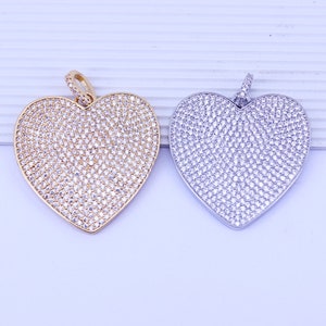 3 stks goud gevulde micro verharde CZ hart hanger, groot hart hanger, liefde charme voor doe-het-sieraden maken, 31 mm