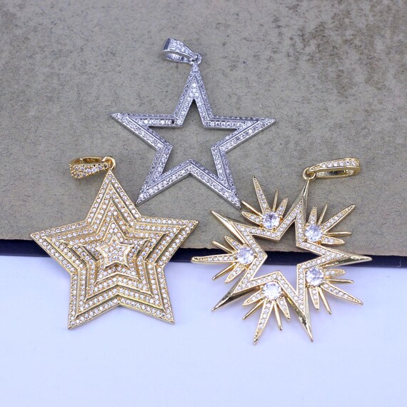 ジュエリーネックレス用 18K ゴールド シルバー メッキ パヴェ 