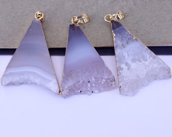 5pcs Nature White Quartz pendant,Triangle Quartz pendant For Jewelry Making