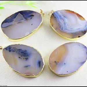 3pcs Druzy Platte Achat Anhänger, Gold Ton Natur Druzy Achat Scheibe Anhänger, Drusy Kristall Edelstein Anhänger in natürlichen Farbe Schmuck Erkenntnisse