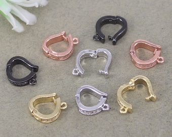 10 Stück Micro Pave CZ Abnehmbare Öse, Micro Pave CZ Verschlüsse, Anhänger-Vergrößerungs-Verschluss, Anhänger-Bail-Verschlüsse für Schmuckherstellung