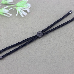 10-20pcs Black Cotton Rope Bracelet, Sliding Adjustable Cord Bracelet, Half-finished Cord Bracelet with Stopper Bead For Bracelet Making
