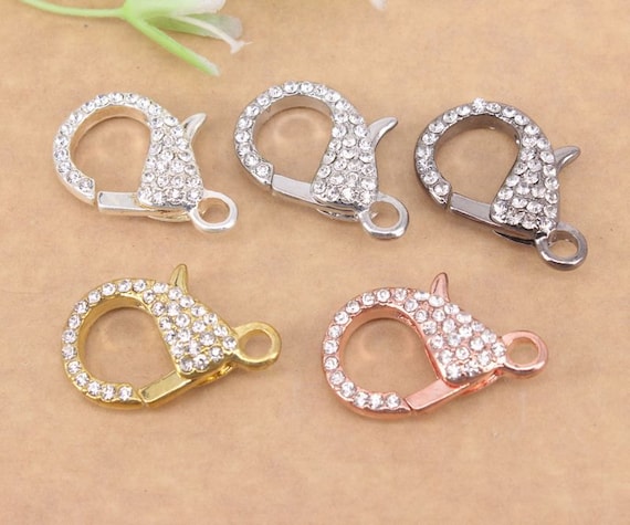 10/20/30pcs Crystal Rhinestone Paved Lobster Clasps Hooks End