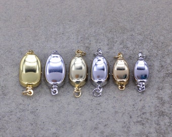 20pcs Oval Coffee Bean Clasps Connector with Rings, Kidney Clasps, Push in Box Clasps, Pearl Clasps, Necklace Clasps,3 Size