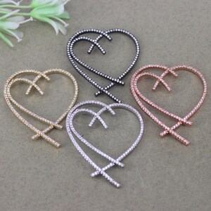 5-10pcs Dainty Micro Pave White CZ Double Heart Pendants, Interlocking Hearts Pendant For Necklace Jewelry Making