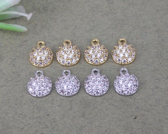 10 Pezzi Ciondoli Rotondi Micro Pave CZ Di Piccole Dimensioni, Ciondoli A Disco, Ciondoli A Disco Rotondo Per La Creazione Di Gioielli, 7,5 Mm