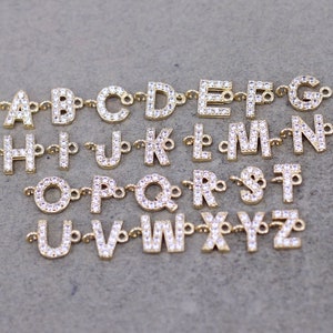 26pcs/set Real Gold Plated Zircon Initial Letter Charms,cz Pave Letter  Charm,tiny Letter Charms,words Bracelet/necklace Diy,letter Finding 