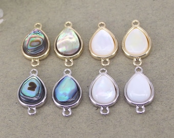 10 sztuk Drop Naturalne Muszle Abalone Pearl Shell Łączniki Charms, Łza Masa Perłowa Łączniki Charms Do Tworzenia Biżuterii
