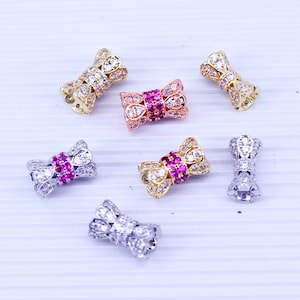 10pcs Micro Pave CZ Barrel Spacer Beads, Tube Beads,CZ Hourglass Beads, Flower Drum Beads, Flower Pattern Beads For Jewelry Making
