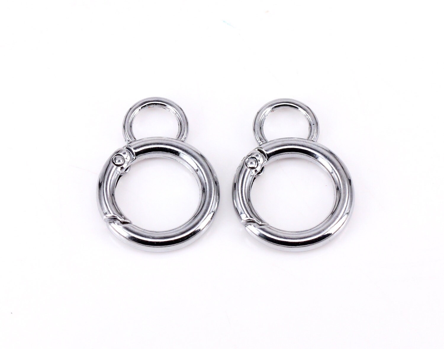 20pcs Gold & Silver Brass Spring Clasps, Open Round Spring Clasp, Round ...