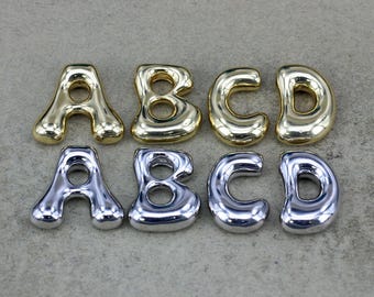 10pcs Gold Silver Color Alphabet Letters Charm Pendant,Initial Letters Charms Pendant For Jewelry Bracelet Necklace Making