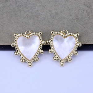 10 Stück 18K Vergoldete Muschel Sunburst Herz Anhänger, Muschel Herz Anhänger für die DIY Schmuckherstellung 25 mm