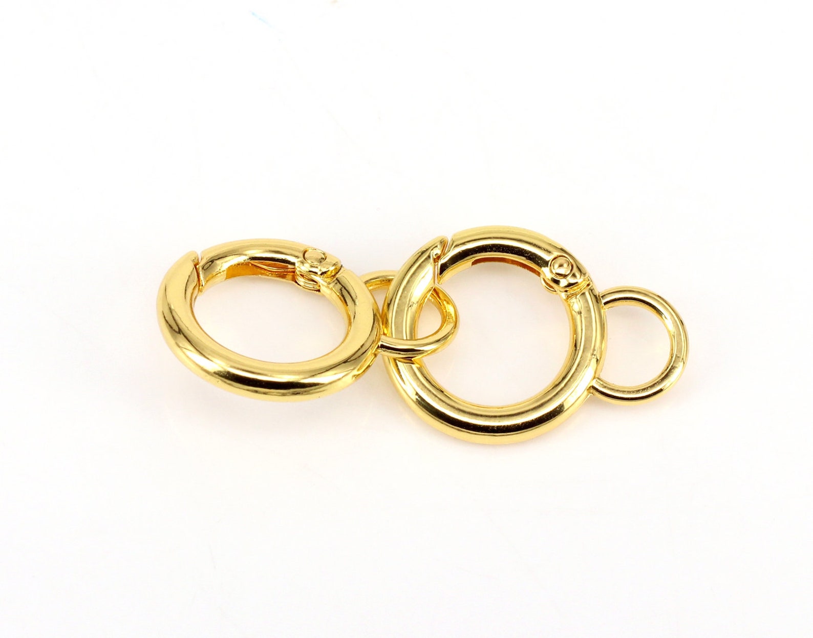 20pcs Gold & Silver Brass Spring Clasps, Open Round Spring Clasp, Round ...