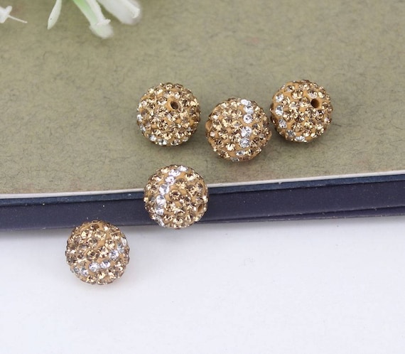 50pcs 10mm Round shape Spacer Loose Beads Paved Crystal Rhinestone For Jewelry Making