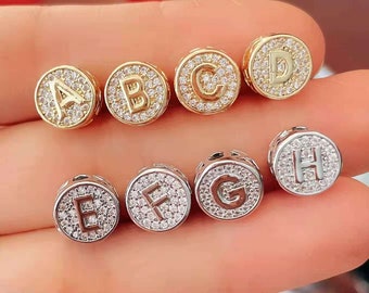 HOT 90pcs Acrylic Alphabet Letter Beads A-Z Flat Round Jewelry 7x7x3mm Silver IW 