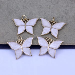 10pcs Real 18K Gold Plated Enamel Butterfly Pendants, Animal Charms For Jewelry Making,23x16mm