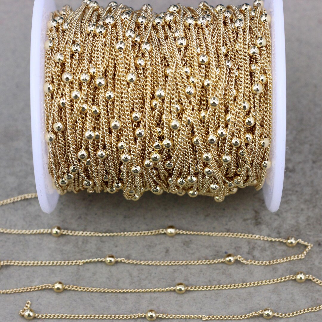 Chain Style Rope Curb Rollo 10 Meter Gold Rollo Round Beads Chain, Gold Curb Chain for Jewelry ...