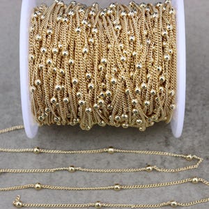 10 Meter Gold Rollo Round Beads Chain, Gold Curb Chain For Jewelry Making