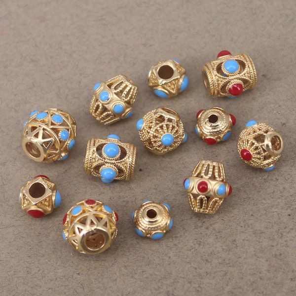 20pcs Metal Copper Beads Paved Enamel For Making Bracelet jewelry