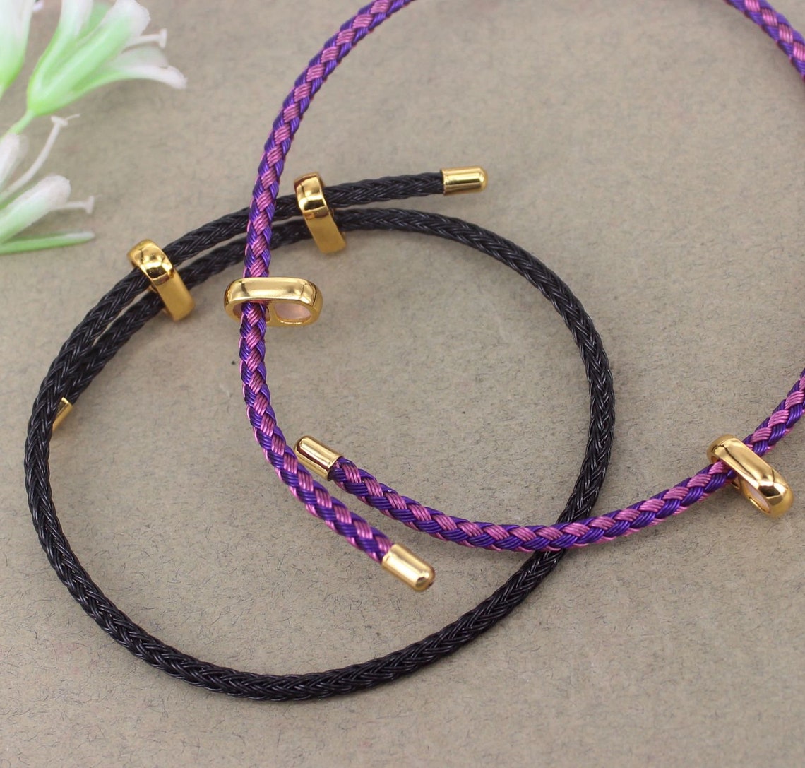 Halffinished Steel Wire Bracelet With Sliding Slider Stopper Etsy