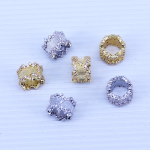 10pcs 6/8/10mm Micro Pave CZ Big Hole Wheel Spacer Beads For Jewelry Making