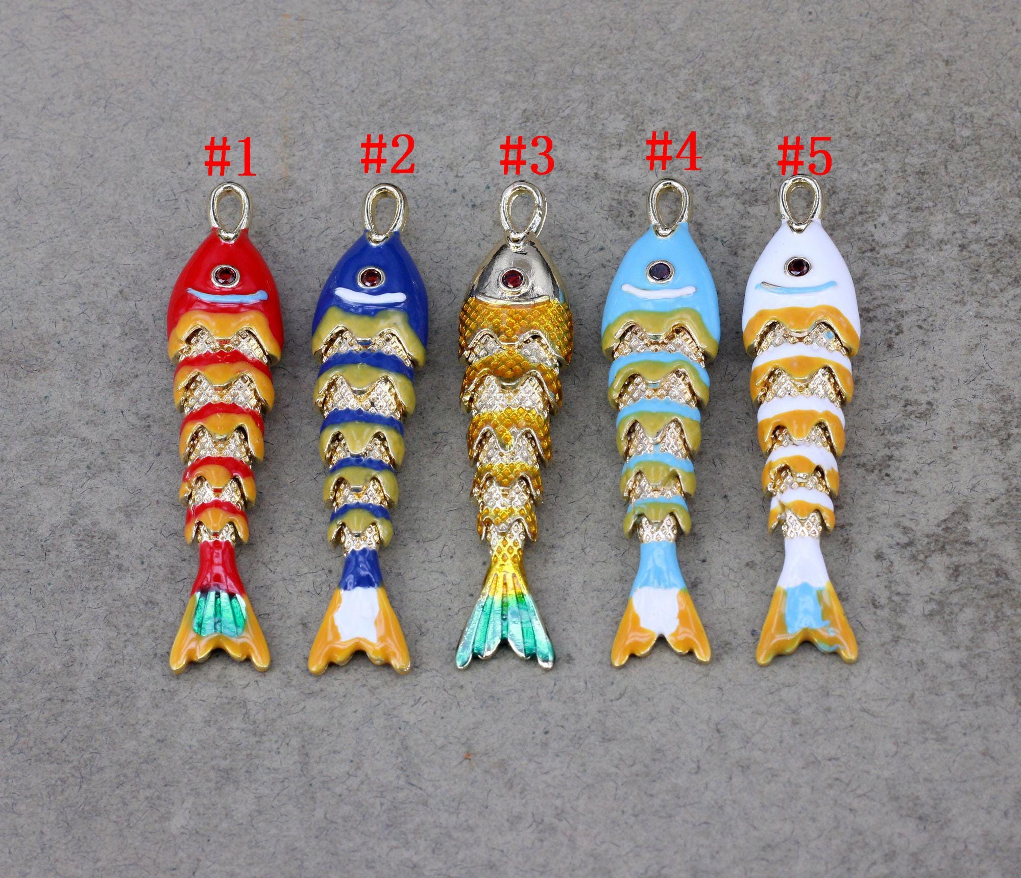 2 Pendentifs Poissons En Argent Articulés - Tailles 5 Cm Et 3,5 Cm, Occasion Bon état, Métal Argent Fin