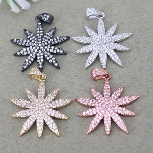 5-10pcs Metal Copper Charm White CZ Star Pendant Beads For Jewelry Necklace Making