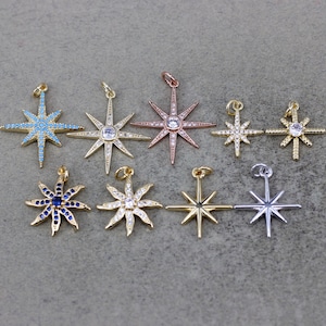 10pcs Mix style Paved Micro CZ Star Charms For Necklace Earrings Bracelet Jewelry Making