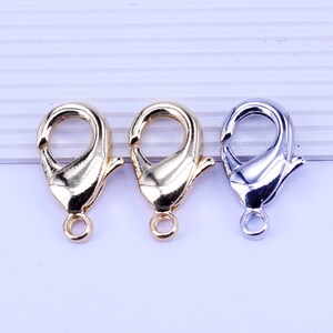 20pcs Gold Silver Lobster Claw Clasps, Lobster Clasps, Brass Clasps for Jewelry Making,11x19mm