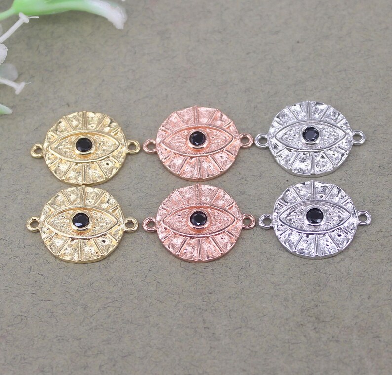 10pcs Fashion Round shape connector Beads,CZ Eye beads For Jewelry Making