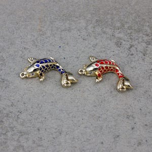 10pcs Blue Red Enamel Fish Link Connector for DIY Jewelry Making Supply,12x21mm