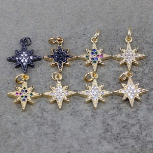 10pcs 12mm Paved Micro CZ Star Charms For Jewelry Necklace Earrings Bracelet Making